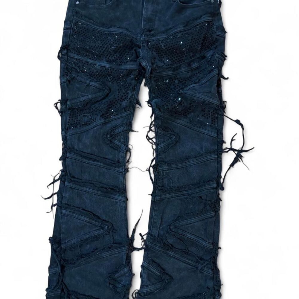 Primark Oversized Stackiflare Black Goth Grunge Skater Distressed Jeans